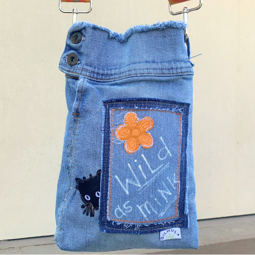 "Wild as a Mink" Denim Patchwork Bag